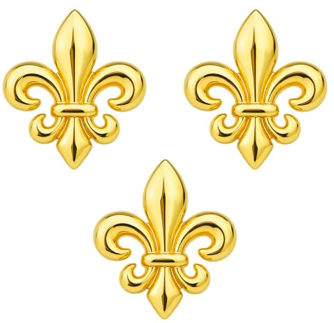 Lot de 3 Pin's Fleur de Lys | Broche Classique et Elégante | Pins Doré Cadeau Epingle de Mariage pour Homme | Épinglette France Patriote
