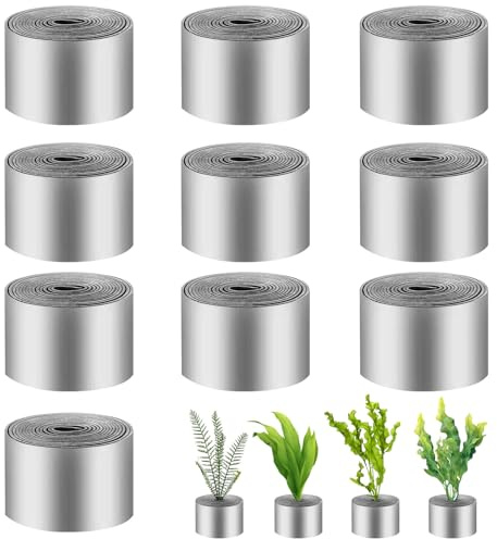 10 Rolls Aquarium Plant Weights Anchors, Bendable Aquarium Plant Holders | Metal Aquatic Weights Anchors Rings, Reinforced for Live Plants, Prevent Floating, Each 15.75 Inch L x 0.55 Inch W