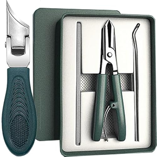 IBOPUXIU Set di 3 Tagliaunghie Piedi, per anziani unghie incarnito spesse con ampia apertura, tagliaunghie grandi con contenitore di raccolta, tagliaunghie inclinato per unghie dei piedi