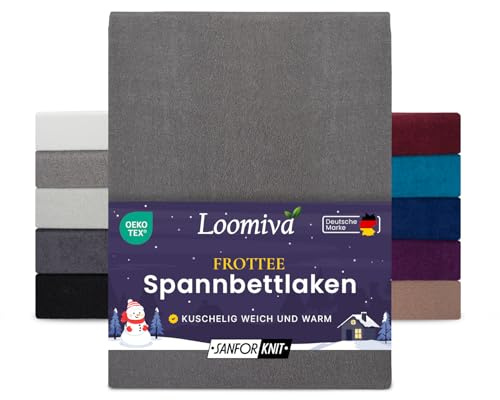 Premium Textiles Frottee Spannbettlaken, 80% Baumwolle - 20% Polyester, 10 Farben, für Matratzen 25-35 cm (Grau, 140-160 x 200 cm | Steghöhe bis zu 25 cm)