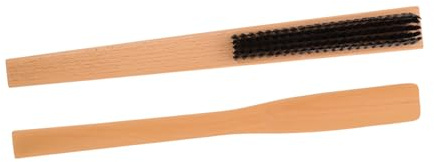 VICASKY 2pcs Wooden Clothes Brush and Shoe Horn Set for Travel Hat Cleaner Brush and Long Handle Shoe Lifter for and Uniforms