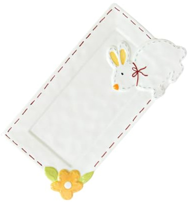 CONGARTENO Lovely Ceramic Rabbit Plate for Salad and Sushi Japanese-Style Cartoon Design Practical Snack Serving Tray for Restaurants and Home Use Easy-Clean Dessert Dish in Light Yellow