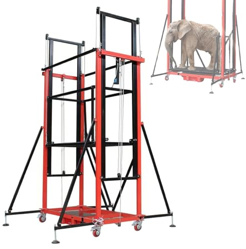 Mesa Elevadora Eléctrica para Andamios, Plataforma Elevadora Eléctrica para Andamios con Control Remoto, Elevador Automático para Andamios, Plataforma Elevadora Móvil Ajustable para Trabajo Pesado(6m)