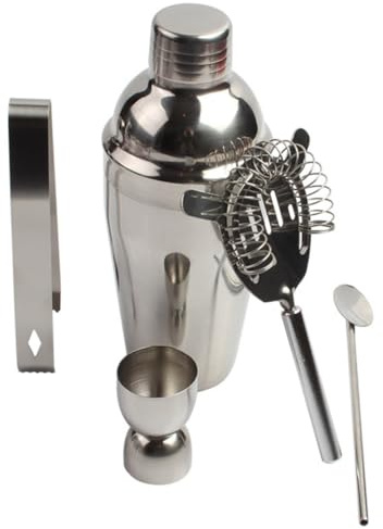 PAMINGONO 5 piezas Coctelera Profesional de Acero Inoxidable Kit de Utensilios y Herramientas para Bartenders Mezclador Martini Resistente y Duradero para Cócteles
