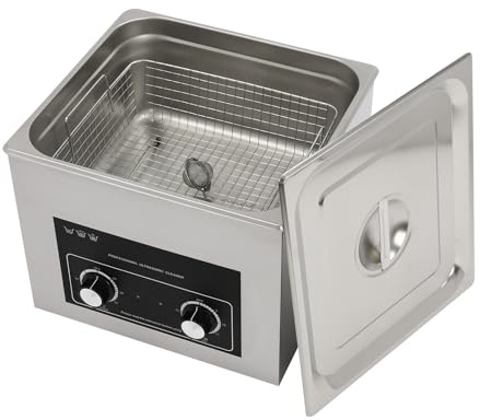 Ultrasonic Cleaner 15L Ultrasonic Jewellry Cleaner with Heating and Knob Control 40KHz Stainless Steel Design Ultrasonic Cleaning Machine with Dual Baskets