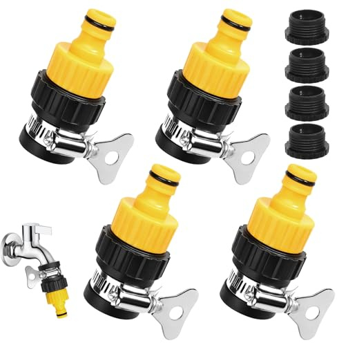 4 Pack Hose Tap Connector 12-16mm Universal Tap Connector Detachable and Adjustable Kitchen Tap Hose Connectors for Garden Bath Indoor and Outdoor
