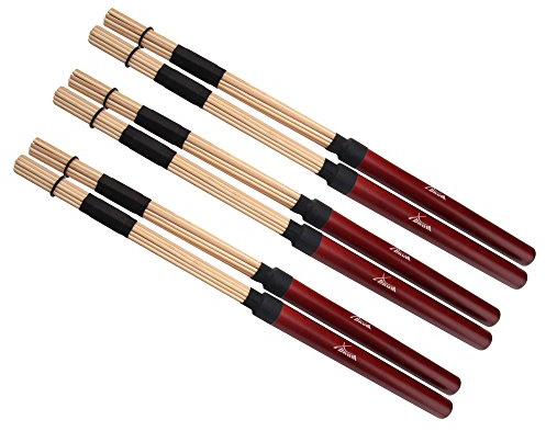 XDrum Drumsticks XR1 Rods Floppy Sticks, Ahorn 3x Set, Holzrods aus Ahorn | 19 Stäbe gebündelt, Länge: 410 mm, Holzgriff, 3 Paar im SET, 3 Paar XDrum XR1 Rods Ahorn