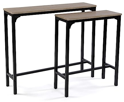 Versa Doncaster Schmales Möbelstück für den Eingangsbereich oder Flur, Moderner Konsolentisch, Maßnahmen (H x L x B) 80 x 25 x 95 cm, Holz und Metall, Farbe: Schwarz