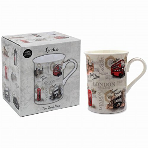 The Leonardo Collection Vintage London Mug for Hot Drinks | Fine China Printed Coffee Cups for Kitchen & Home | Reusable Tea and Coffee Mugs for Every Occasion & All Type of Drinks