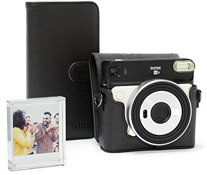 Instax SQ6 Accessory Pack Containing, Ready-to-Take Camera Case, 80 Image Photo Album, Magnetic Photo Display Block, Black