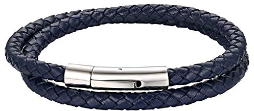 Cupimatch Men's Stainless Steel Magnetic Clasp Braided Leather Rope Bracelet Cuff (Red) for Fathers Day