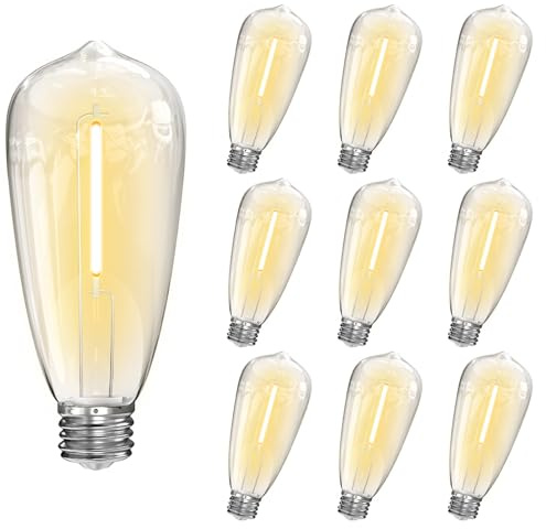 Romasaty 10-Pack LED Light Bulbs,0.6Watt C9/E17 Screw Base ST40 Replacement Clear Plastic Light Bulbs for Outdoor Patio ST40 String Lights,Warm White
