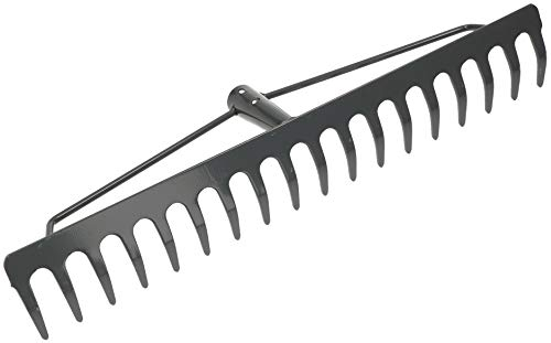 KOTARBAU® Robuster Stahlrechen 475 mm 18 Zinken Laubbesen Laubharke Fächerbesen Laubfeger Laubfächer Laubrechen Grau ohne Stiel