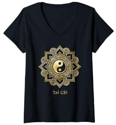 Donna Bellissimo Tai Chi, Mandala Yin Yang Maglietta con Collo a V