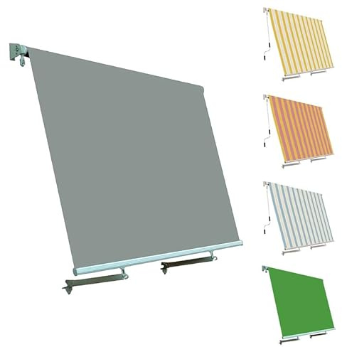 TENDEEVOLUTION Toldo Exterior Terraza Enrollable con Brazos de 50 cm, Toldo Motorizado o Manual en PVC o acrílico, Personalizable con Soporte y Volante Decorativo (180 cm X 300 cm)