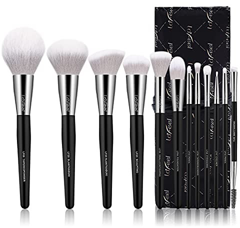 Makeupborstar set, 12 st borstset med sminkborstväska, reseögonmakeupborstar set professionellt, Enther & LaFeel Cosmetics Foundation Concealers puder rouge blanda ansikte ögonskuggor borste
