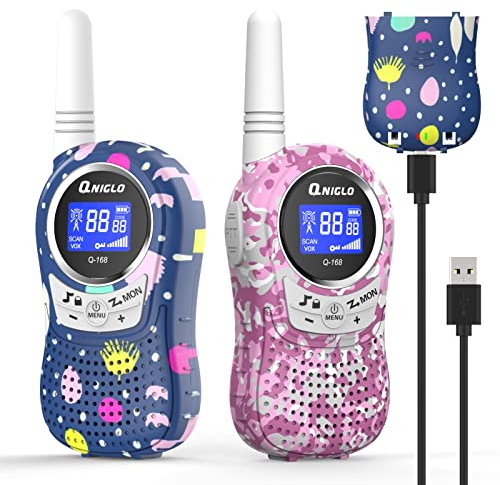 Qniglo Walkie Talkies for Kids - Rechargeable Kids Walkie Talkies with Clear Sound, Easy to Use, VOX, Perfect Birthday for 3-8 Year Old Boys Girls - Outdoor Adventures, Camping, Hiking