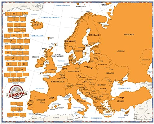 empireposter Rubbelkarte Landkarten Politische Europakarte Mini Grösse 50x40 - Neue Edition
