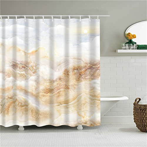 Duschvorhang für Eckdusche und Kleine Badewanne, Bad vorhang aus Polyester Stoff Schimmelresistent Wasserabweisend und Waschbar, Zusammenfassung Mo， 230x180cm mit Duschvorhangringen Shower Curtains