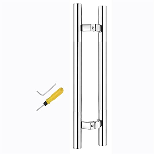 HMTE Zeitgenössischer Innen-Außen-Haustürgriff, Glasdusche Push-Pull-Türgriff, strapazierfähige Scheunentürgriffe, doppelseitig, 24/31/39/47/59 Zoll lang (Brushed Silver 150cm/59in)