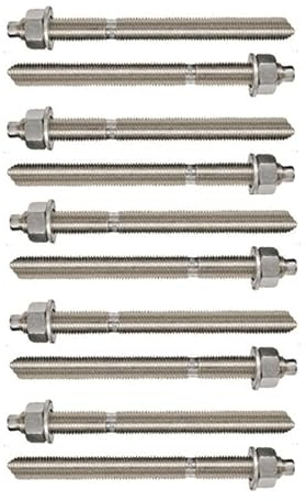 10er Set Ankerstangen Schwerlast Stahl verzinkt oder Edelstahl (Verzinkter Stahl, M10 x 130 mm)