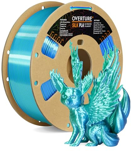 OVERTURE Dual Color Silk PLA Filament 1.75mm, 1kg 3D Drucker Filament Seide PLA, Maßgenauigkeit +/- 0.03 mm(Seide Grün-Blau)