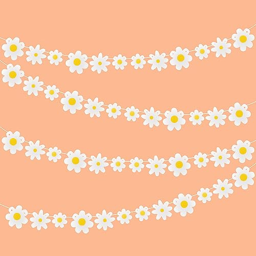4 Stück Gänseblümchen Banner, Niedliche Gänseblümchen Party Dekorationen Frühlings Gänseblümchen Party Banner Gänseblümchen Banner Gänseblümchen Girlanden für Geburtstag Party Heimdekoration