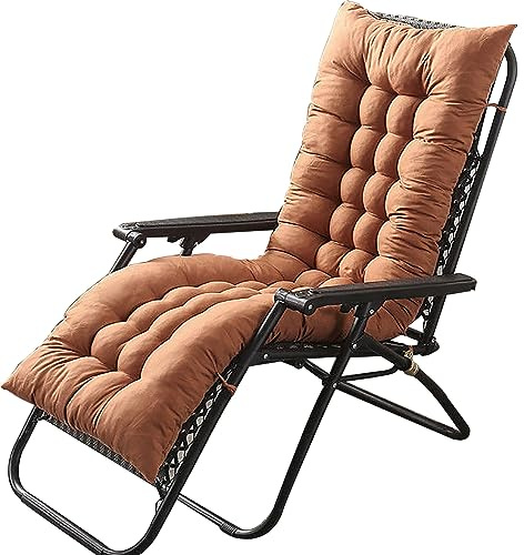 RUYICZB Liegenauflage, Auflage Gartenliege Auflagen Für Deckchair, Bequeme Polsterauflage Für Sonnenliege, Liegestuhl Kissen Terrassenstühle Mit Hoher Rückenlehne Mit Krawatten,Light Brown,160x48cm