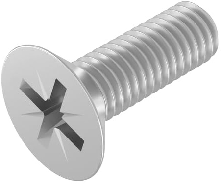 SECCARO Vite a testa svasata M6 x 18 mm, acciaio inox V2A VA A2, DIN 965, a croce/PZ, filettatura totale, 20 pezzi