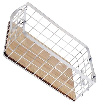 IOIUSKKU Drahtkorb, Metallgitter, Schreibtisch, Kosmetik, Finishing, Aufbewahrung, dekorativ, mit Griffen, Badezimmer, Küche, Organizer, Rahmen, Weiss, S/32 * 22 * 11cm