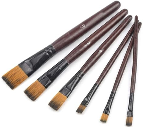 6 PCS Flat Paint Brush Set, Face Paint Brushes for Oil and Acrylic Painting - Variety of Sizes, Ideal for Artists, Beginners