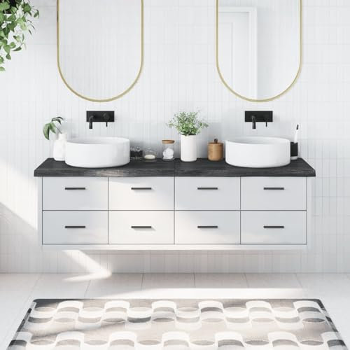 LAPOOH Waschtischplatte Dunkelgrau 180x60x6 cm Massivholz Behandelt, Arbeitsplatte, Holzplatte, Schreibtischplatte, Waschtischplatte, Küchenarbeitsplatte - 3156264