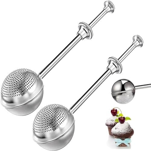 Puderzuckerstreuer, Edelstahl, Zuckerstreuer, Bäckerstäuber, Mehlpulverfilter, Mehlzuckerpulver, Löffel, Küchenutensilien, Mehl, Gewürze (2 Stück)