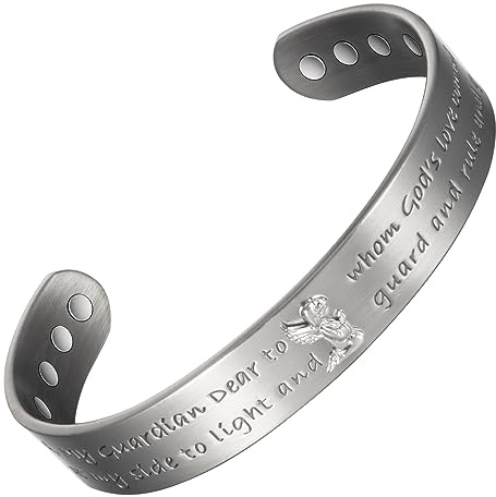 YINOX Superstarkes magnetisches Kupferarmband für Männer und Frauen, Engelsgebet-Kupferarmband, inklusive 8 übergroßen NdFeB-Magneten und hochwertiger Geschenkbox (6,5 Zoll) (B)
