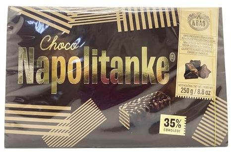 NAPOLITANKE KRAS Wafers Premium - Biscotti Wafers Premium con Deliziose Ripieni di Latte, Crema al Cioccolato, Nocciola, Limone e Arancia - Diverse Taglie (250 G, 6 PCS)