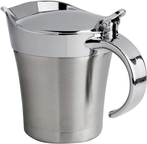 BZVCRTYKL Saucière/pichet à Sauce à Double Isolation en Acier Inoxydable, avec Couvercle à charnière, 16Oz/1238