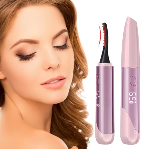 Elektrische Beheizte Wimpernzange Beheizbar, USB Wimpern Curler Wiederaufladbare Beheizbare Wimpernformer, 15s Schnelles Aufheizen Wimpern Curler, 4 Gang Temperaturregelung mit LED-Anzeige (Rosa)