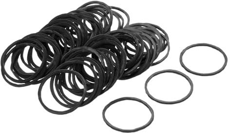 sourcing map 100 Pack Rubber Band Stretchable Rubber Elastic Band Black 25mm x 1.4mm Hair Rubber Bands for Home Office