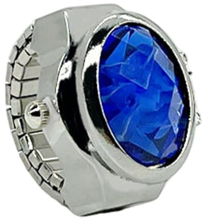 Fingerring-Uhr, Vintage-Fingeruhr, verstellbarer Fingerschmuck, Neuheit, glitzernde Uhren, kreativer Schmuck, verstellbare Vintage-Fingeruhr für Damen, blau, Refer to description, Unisex