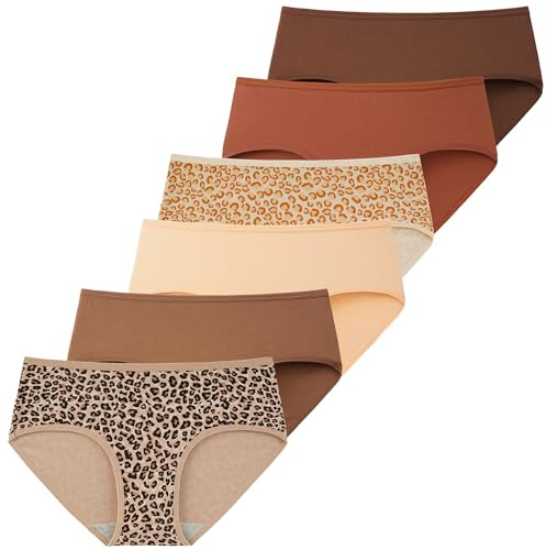 INNERSY Mutande da donna in cotone traspirante hipster biancheria intima basic, comode, confezione da 6, M