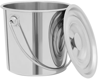 Secchio in acciaio inox, 6/12/20 l, per alimenti, industriale, da cucina, con coperchio, per la cucina (6 L)