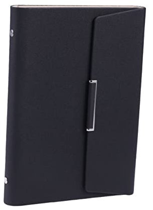STOBOK Notebook Business Pu Imitazione Con Rimovibili e Portapenne Per Ufficio e Scuola Nero