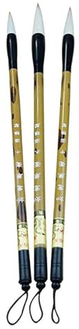 ZOAPDEBCE Chinesische Schreibbürsten, 3-teiliger Sumi-Malpinsel, ausgezeichneter Wolfshaar-Kalligrafie-Chinesischpinsel, japanischer chinesischer Pinsel, Kalligraphie-Pinsel-Stift-Set