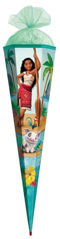 Schultüte, Disney Vaiana, 85 cm, eckig, Rot(h)-Spitze, Tüllverschluss