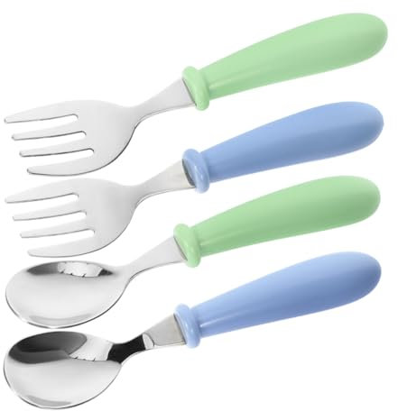 SECFOU 4stücke Teiliges -kinderbesteck-set Mit Ergonomischem Design Für Kleinkinder Leicht Zu Reinigen Und Sicher Für Selbstständiges Essen