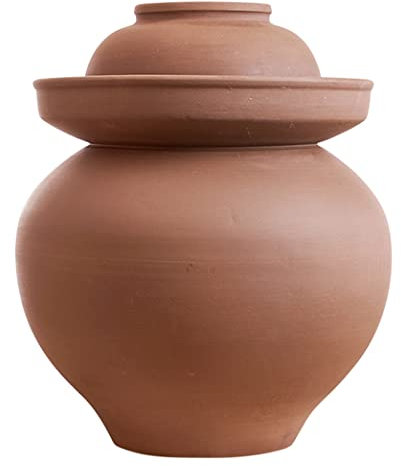Kimchi Container， Traditional Chinese Traditional Chinese Ceramic Fermentation Crock Jar Pickling Jar with Water Seal Airlock Lid,Large Thickened Ceramic Kimchi Pot(8KG)