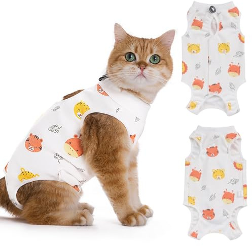 LOMSUXA Traje de Recuperación para Gato, Leotardo Postoperatorio para Gato, Traje Quirúrgico Postoperatorio para Gato, para Heridas Abdominales o Afecciones de la Piel, para 4-7 kg (Estilo B)