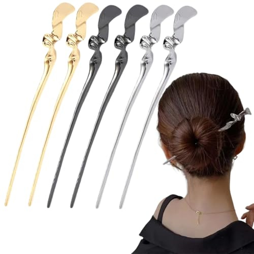 6 PCS Spiral Snake Metal Hair Sticks Vintage Girls Hair Chopsticks Sword Simple and Elegant Headdress Chinese Style Sticks Elegant Vintage Simple for Girl Woman