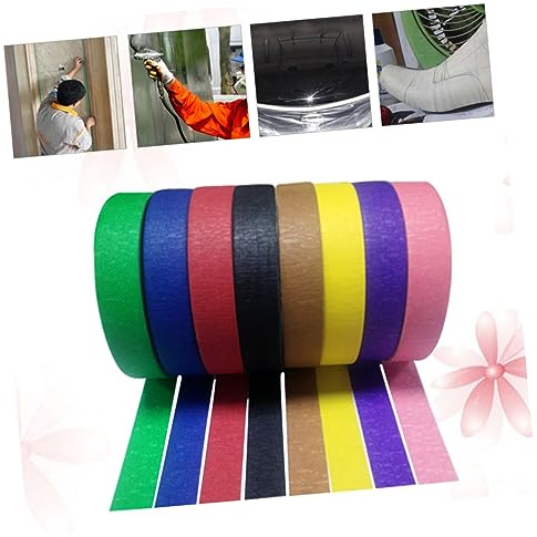 SKISUNO 6pcs Masking Tape Textured Paper Tape Strong Sticky Wrinkle Paper for Spray Masking and Party Decorations Random
