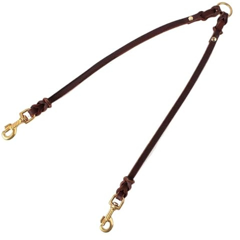 Doppelte Hundeleine aus echtem Leder, kein Verheddern, Doppelleinen, Haustier-Trainingsleinen for kleine und mittelgroße Hunde(1.2 * 50cm)